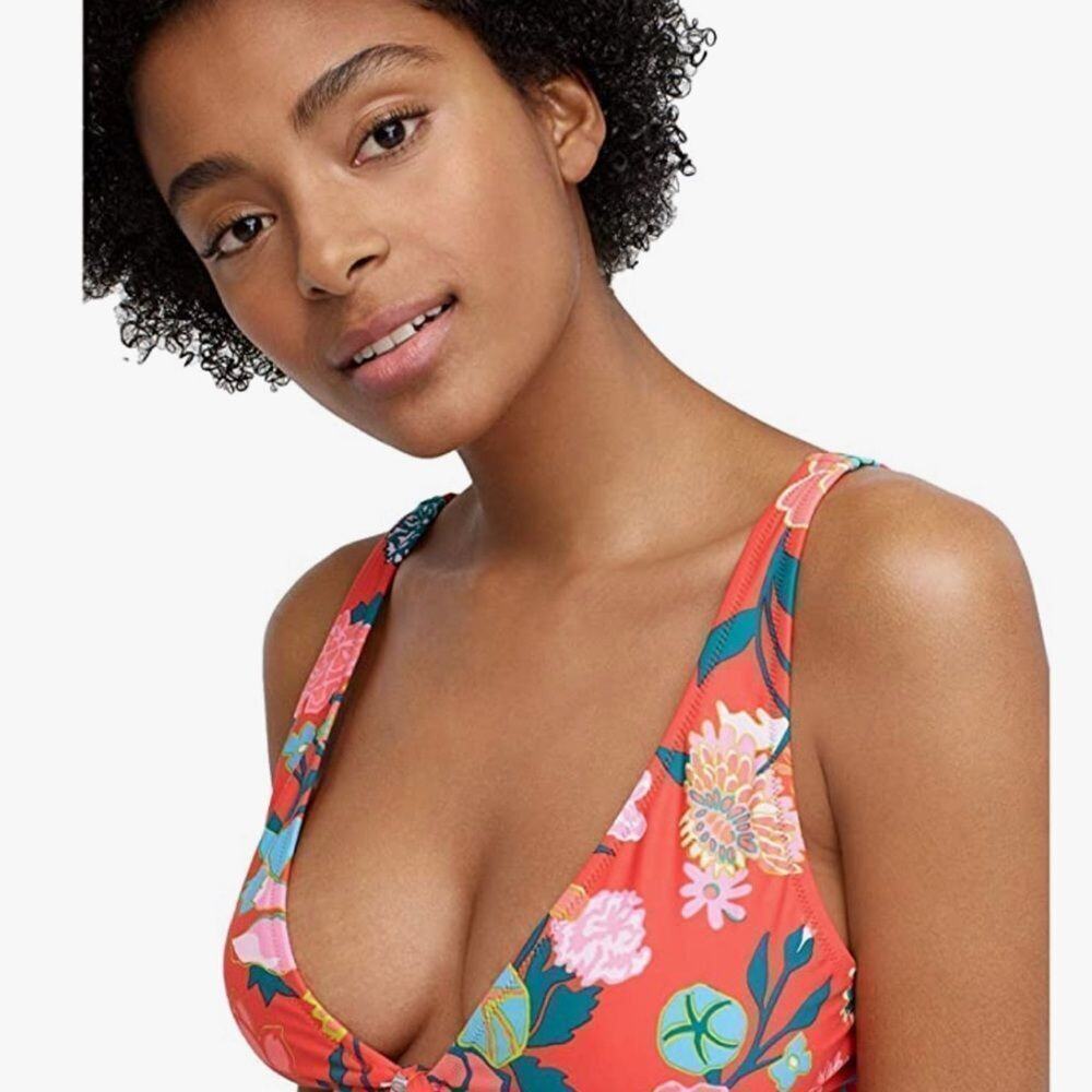 NWT J.CREW‎ JAVOTTE FLORAL TIE FRONT SWIMSUIT TOP SIZE S